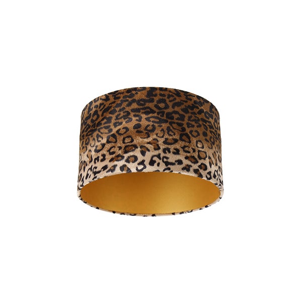 Velours Lampenschirm Leopard Design 35/35/20 Gold innen