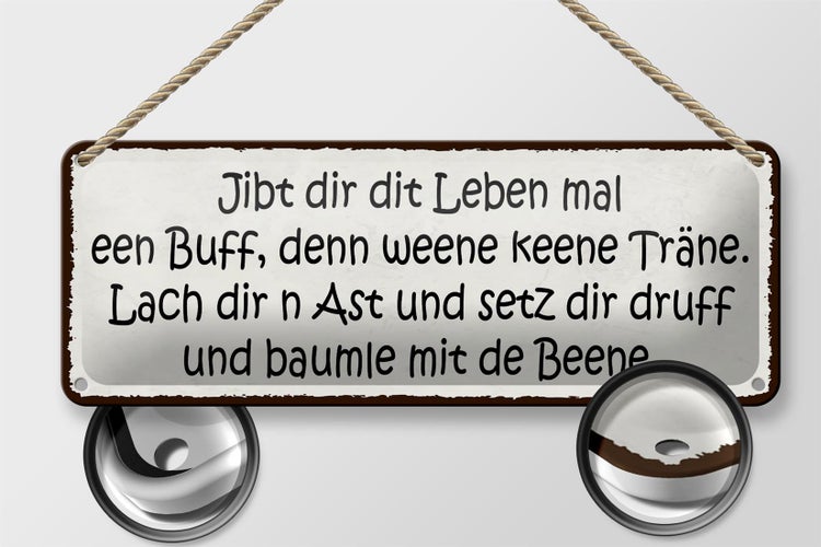 Blechschild Spruch 27x10cm jibt dir dit leben mal nen buff Dekoration