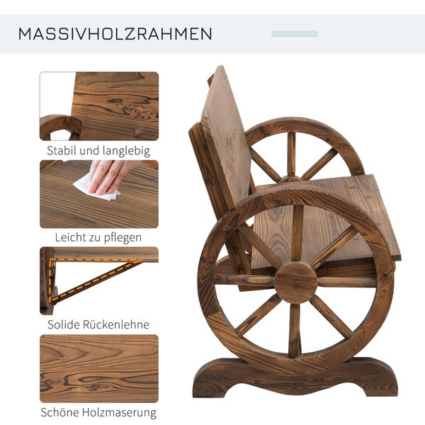 Gartenbank aus Holz mit Rädern als Designelement
