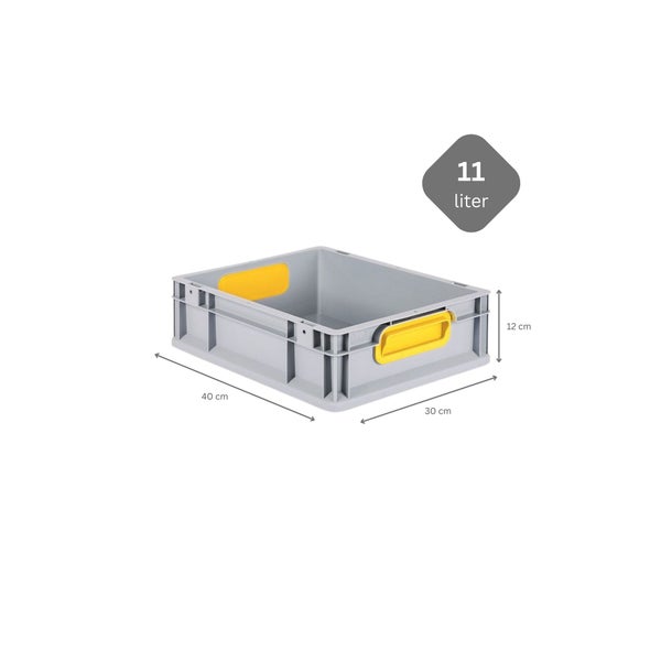 PROREGAL Spar Set 16x Eurobox Nextgen Color Mit Auflagedeckel & Schiebeschnappverschlüsse HxBxT 12 x 30 x 40 cm Griffe Gelb Geschlossen Glatter Boden