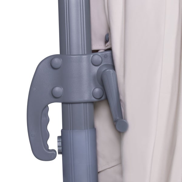 VONROC Freitragender Premium-Sonnenschirm Pisogne 300x300cm - Kombi-Set inklusive füllbaren Premium-Sonnenschirmfliesen – Um 360Grad drehbar – Neigbar - Beige