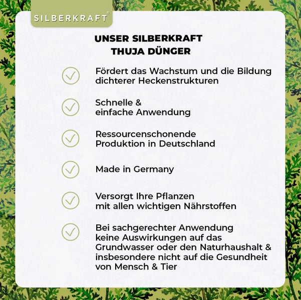 SILBERKRAFT Thuja Dünger – Für dichte Hecken – NPK Flüssigdünger – 1 Liter