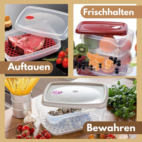 Frischhaltedosen mit Deckel Abtropfgitter Dampfventil Kunststoff Aufbewahrungsdosen Gefrierdosen Vorratsdosen Luftdicht 2,5 L