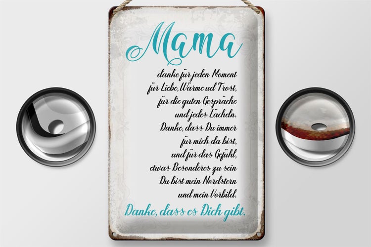 Blechschild Spruch 20x30cm Mama Danke dass es Dich gibt