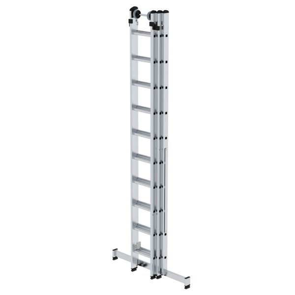 PROREGAL Sprossen-Mehrzweckleiter 3-Teilig mit Traverse und Wandlaufrollen 3 x 10 Sprossen