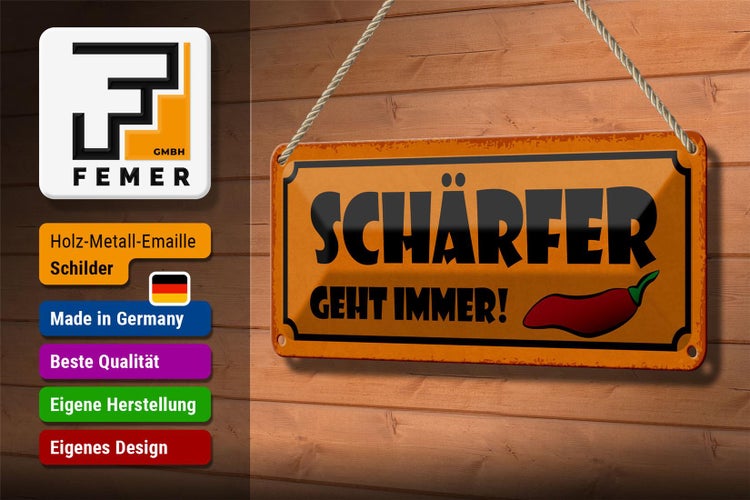 Blechschild Spruch 27x10cm schärfer geht immer Dekoration
