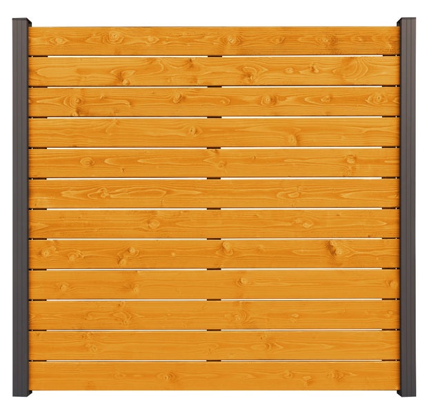 Holzzaun mit Metallpfosten