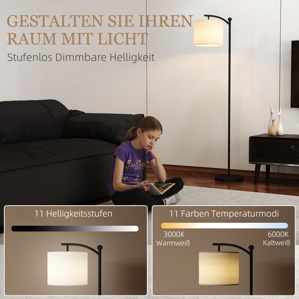 LED-Leuchte mit Smartphone-Halterung auf einem Stativ
