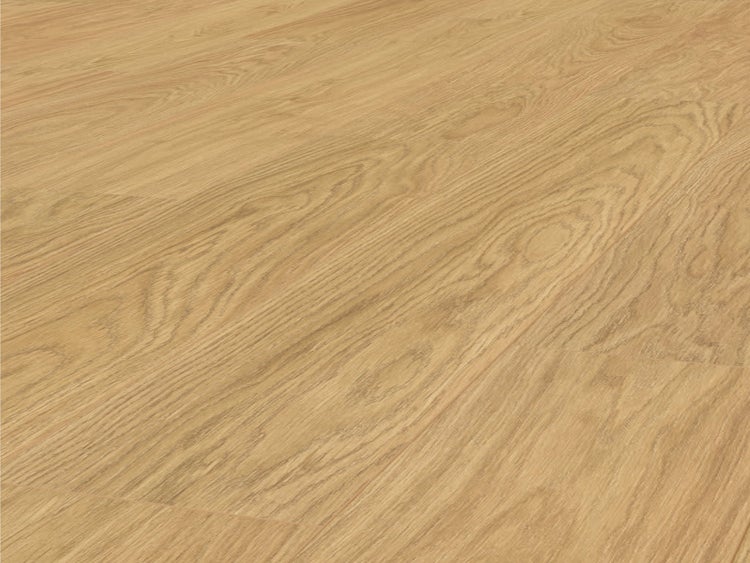 Laminatboden in Eichenoptik mit strukturierter Holzmaserung als Bodenbelag.