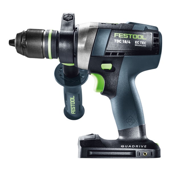Festool Akku-Bohrschrauber TDC 18/4 mit bürstenlosem Motor und Zusatzhandgriff.