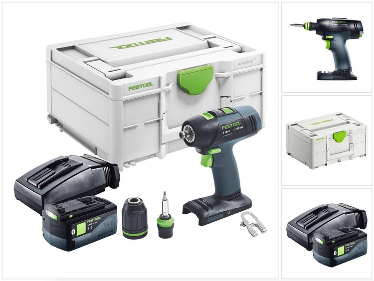 Festool T 18+3 Basic Akku Bohrschrauber 18 V 50 Nm Brushless + 1x Akku 5,0 Ah + Ladegerät + Systainer