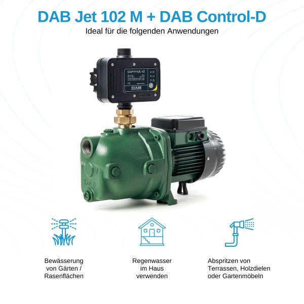DAB Jet 102 M Hauswasserwerk mit DAB Control-D Steuerung für Gartenbewässerung und Regenwassernutzung