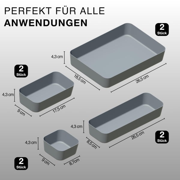 VMbathrooms Schubladen Organizer Set für jeden Bedarf | Praktische Schreibtisch Sortierboxen | Schubladentrenner – Ihr idealer Ordnungshelfer im Alltag für Büro & Haushalt (Anthrazit)