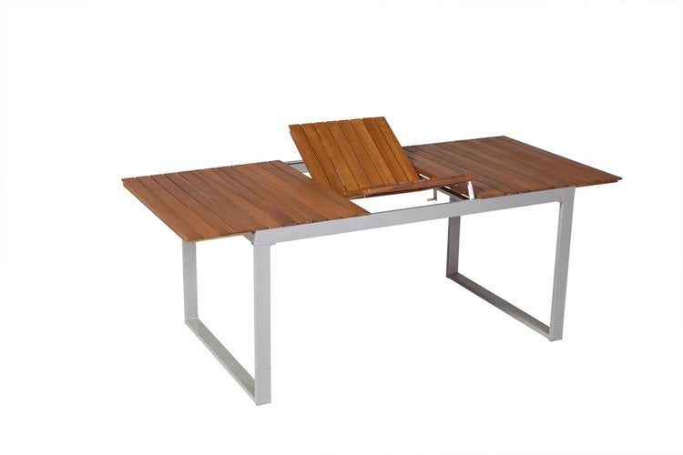 Siena Gartenmöbelset 5tlg., Klappsessel, Ausziehtisch 150 (200) x 90 cm, silber/schwarz