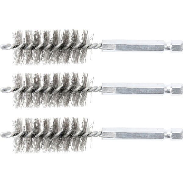 BGS Stahlbürste 19 mm Antrieb Außensechskant 6,3 mm (1/4) 3tlg. - 3078-19-S