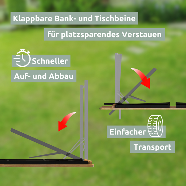 holz4home Bierzeltgarnitur Mehrteilig & Klappbar Inklusive Wandhalterung Mit Lehne