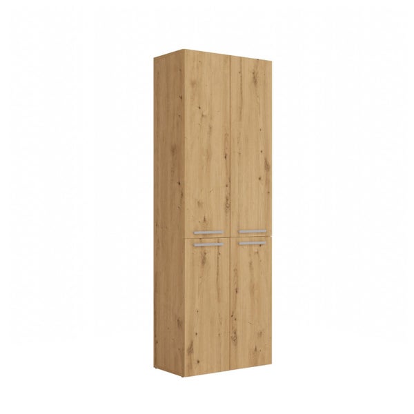 Schmaler Hochschrank mit vier Türen und Griffen