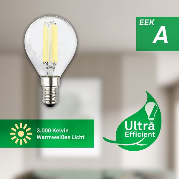 2er Set LED Leuchtmittel E14 LED Lampe Tropfen Warmweiß Effizienzklasse A