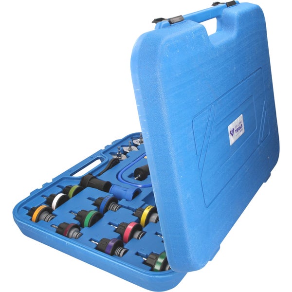 Kühlmittel-Druckprüfer-Set in blauem Kunststoffkoffer