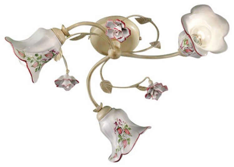 Deckenleuchte mit drei Armen und Blumenmotiven