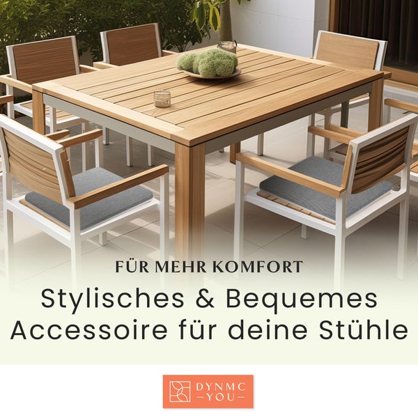 DYNMC you Sitzkissen Stuhl - Stuhlkissen 40x40 - Eckig 4er Set Grau - Test SEHR GUT - Mittelhart H3 - Sitzkissen Bank Memory Schaumstoff - Sitzpolster Stuhl - Stuhlauflage