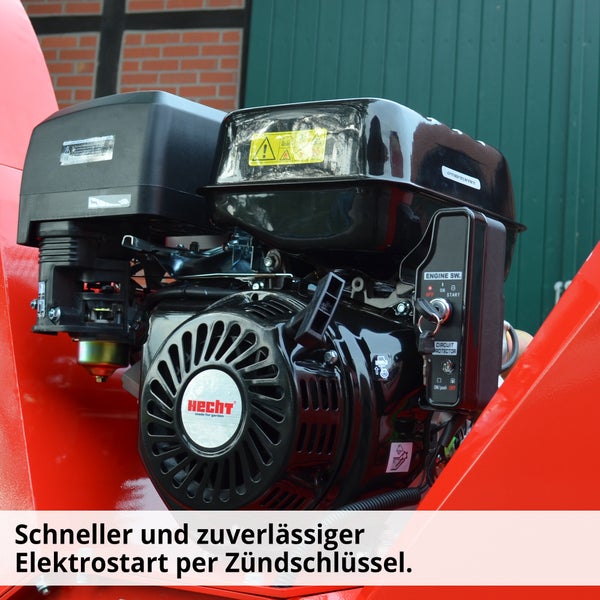 Detailansicht des Elektromotors einer Schneefräse der Marke Hecht