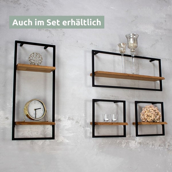 holz4home Wandregal High in Schwarz Gerahmt von holz4home® Natur mit Baumkante