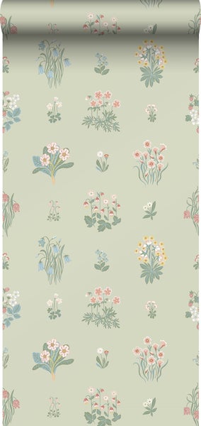 Borastapeter Tapete Blumen Grün und Mehrfarbig - 53 cm x 10.05 m - 662689