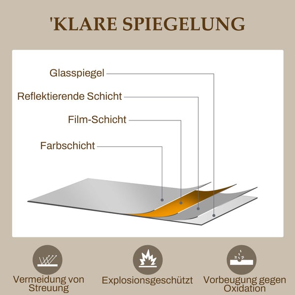 HOMCOM Wandspiegel Garderobenspiegel 110 x 65cm dekorativer Spiegel mit Metallrahmen Hängespiegel Wohnzimmerspiegel für Schlafzimmer Gold