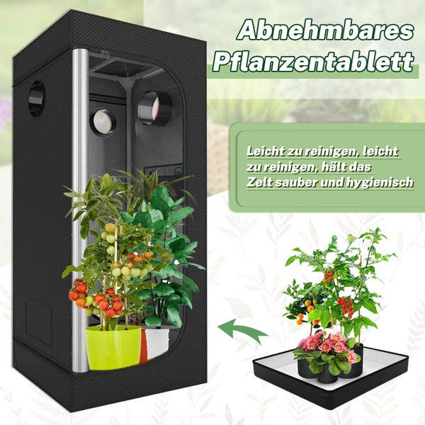 ZRBDDEF Growzelt Komplettset,mit Abluft Aktivkohlefilter,Hydroponics Growing Tent Set Belüftungssystem,Anzucht Gemüse Kräuter 70 * 70 * 160cm