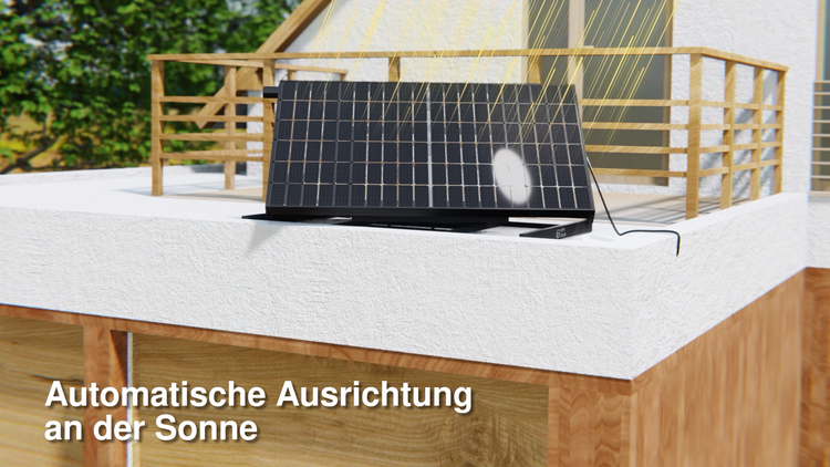 Solaranlage mit automatischer Ausrichtung zur Sonne auf einem Gebäude montiert