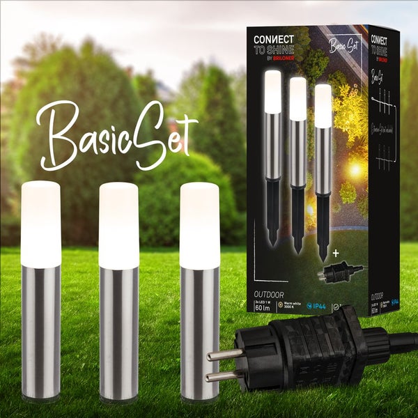 CONNECT TO SHINE Starterset Junca mit 3er Set LED Wegeleuchten, IP44