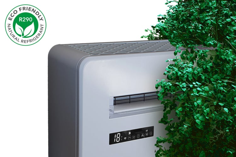 „AirExchange“ - Monoblock-Klimaanlage-Wärmepumpe-INVERTER, 4-in-1 Klimaanlage ohne Außengerät, Heizen, Kühlen, Entfeuchten, Reinigen, 12.000 BTU, bis 80 m², R290 - Elements 12-R Monoblock - WEISS