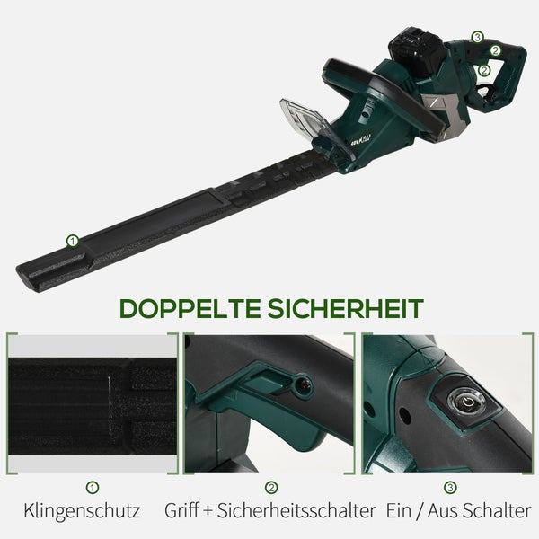 Durhand Elektro Heckenschere, 110cm x 20cm x 20cm, Stahl, Grün+Schwarz