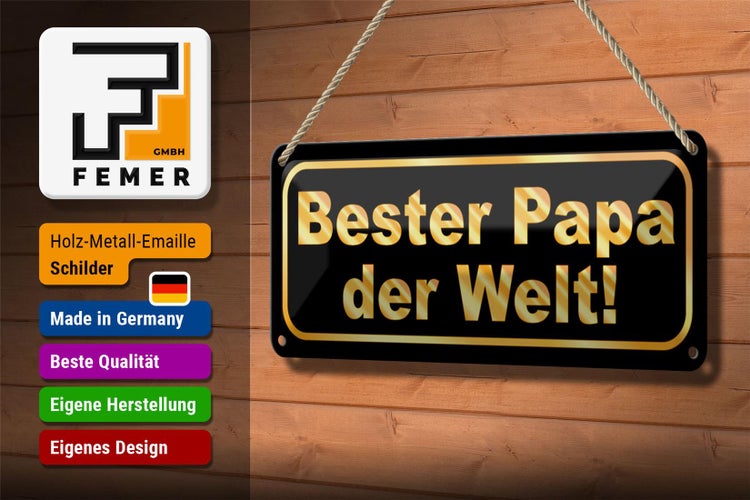 Blechschild Spruch 27x10cm Bester Papa der Welt Dekoration
