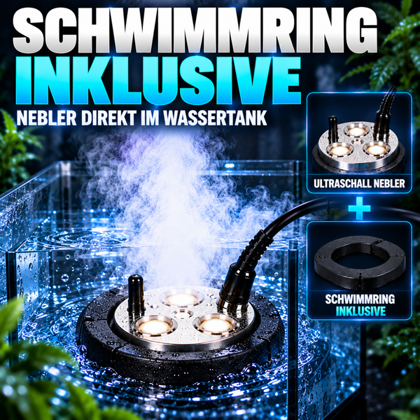 Ultraschall Nebler mit Schwimmring für den Einsatz im Wassertank inklusive Vernebelungseffekt.