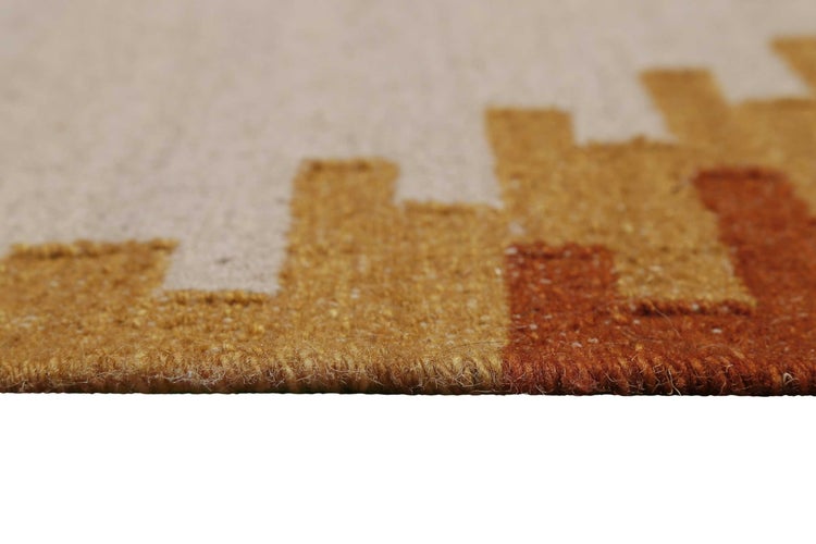 Kelim Teppich Beige Ocker aus Wolle Belle Green Looop 80x150 cm