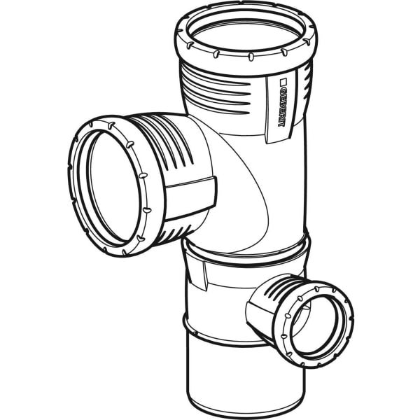 Geberit Abzweigrohr für Abwassersysteme mit mehreren Anschlüssen.
