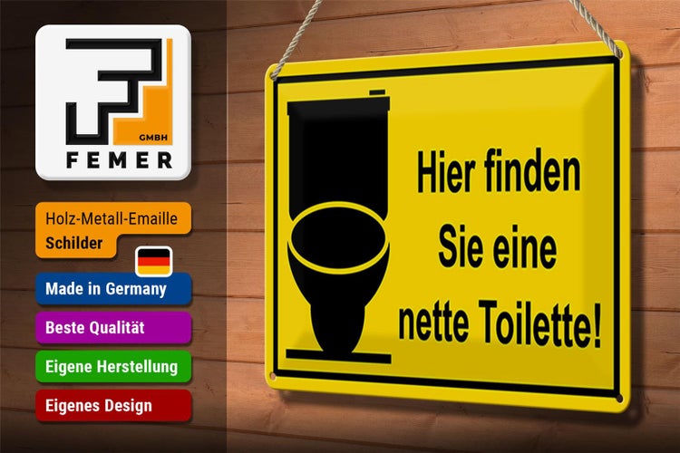 Blechschild Spruch 30x20cm Hier finden sie nette Toilette