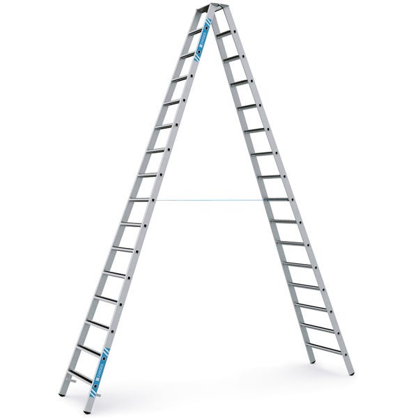 Zarges gebördelte Stufen-Stehleiter R13step-B eloxiert 2x16 Stufen
