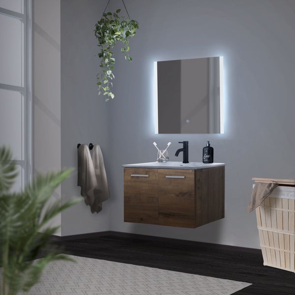 ML-Design Badspiegel, Weiß, Led-Spiegel mit Touchschalter 60 x 60 cm, Glas, Badezimmerspiegel mit Beleuchtung, Wandspiegel, Spiegel mit LED-Licht, Touch-Bedienung, Lichtspiegel, Badezimmer Spiegel