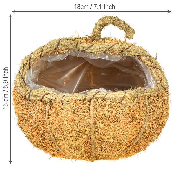 Blumenampel aus Kokosfaser mit einer Größe von 15 x 18 cm