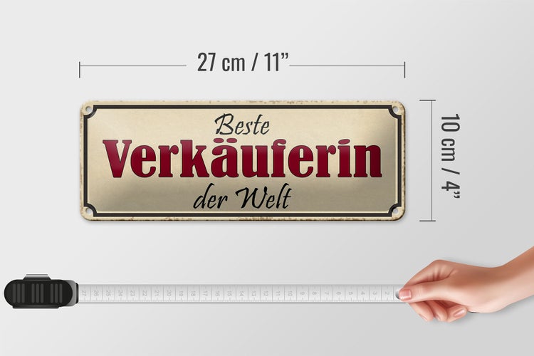 Blechschild Spruch 27x10cm beste Verkäuferin der Welt Dekoration