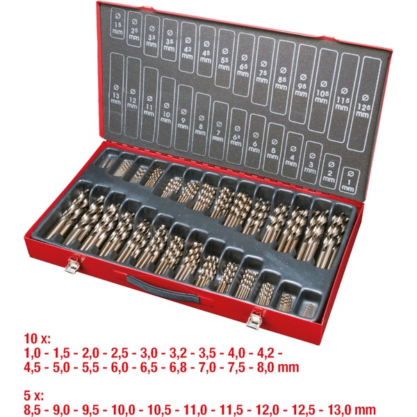 KS TOOLS HSS-G Co 5 Spiralbohrer-Satz 230tlg. 1-13 mm - 330.3650