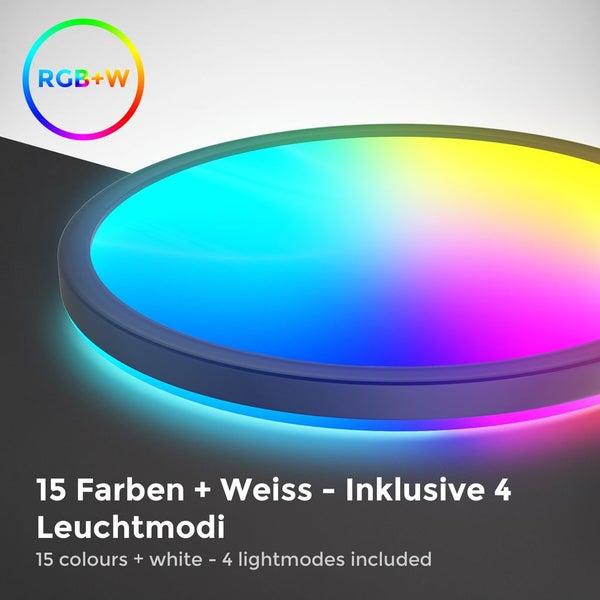 LED Panel 29 cm - 15W, 1850lm, dimmbar, Fernbedienung, RGBW, schwarz