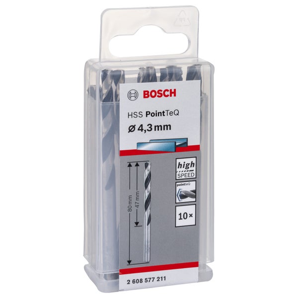 Bosch Logo HSS PointTeQ Bohrer Set Durchmesser 4,3 mm, 10 Stück