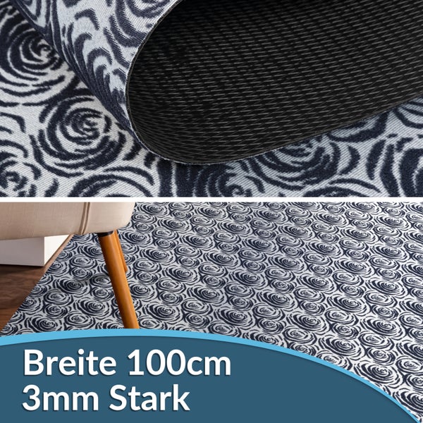 Teppich mit Rosenmuster, Breite 100 cm, Staerke 3 mm