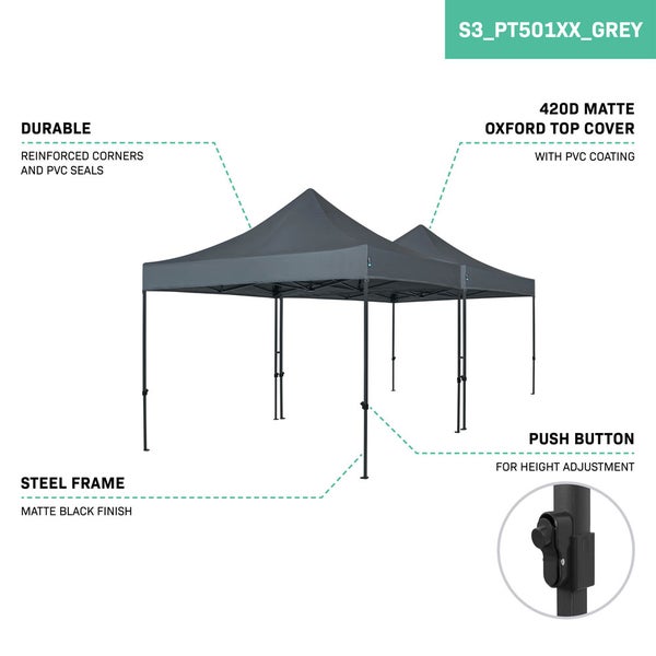 VONROC Pavillon 6x3m wasserdicht stabil - Partyzelt EasyUp System [3Min Aufbau] Popup Faltpavillon modular erweiterbar als Festival Zelt, Gartenpavillon
