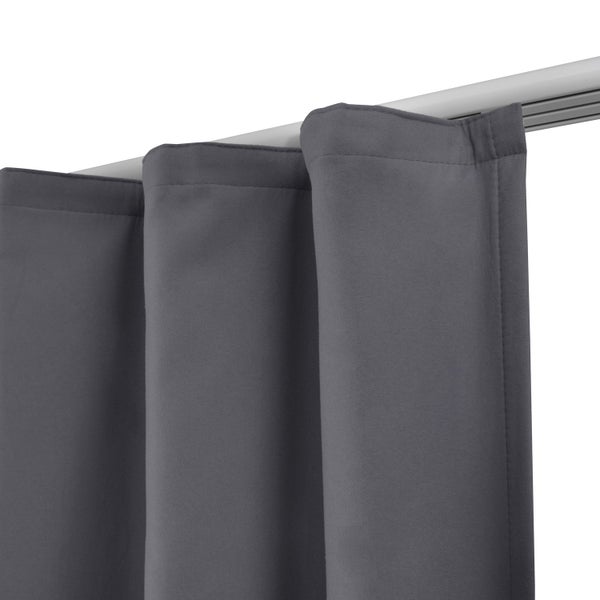 Beautissu Amelie TK Vorhang mit Kräuselband 140x245cm Anthrazit (2tlg)