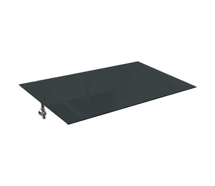 BuyLando (3L) 200x900 cm Grauglas Glasvordach inkl. Edelstahlhalter gebürstet